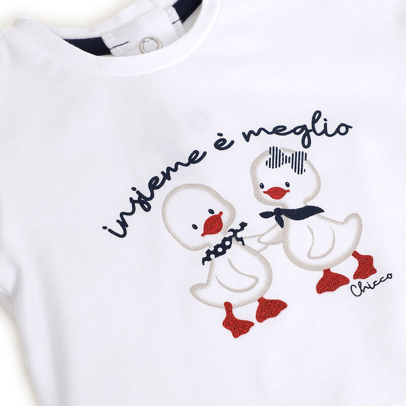 Girls White Duck Printed Short Sleeve T-Shirt image number 2
